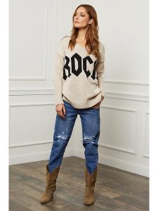 Plume Sweter "Azel" w kolorze beżowym rozmiar: M. Brązowe swetry oversize Plume, m, bez wzorów, z kaszmiru, bez ramiączek. Za 131,74 zł.