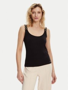 Morgan Top 251-DOUBI Czarny Slim Fit. Czarne topy Morgan, s, bez wzorów, z wiskozy, bez kołnierzyka, bez ramiączek. Za 79,99 zł.