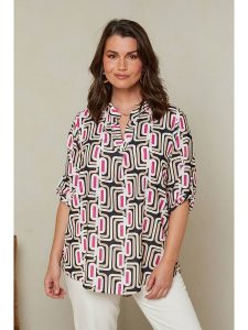 Curvy Lady Bluzka w kolorze czarno-białym rozmiar: 44/46. Czarne bluzki Curvy Lady, bez wzorów, klasyczne, bez kołnierzyka, bez ramiączek. Za 99,45 zł.