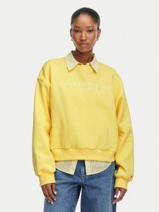 Tommy Hilfiger Bluza Ext Corp WW0WW47831 Żółty jasny Regular Fit. Żółte bluzy TOMMY HILFIGER, l, bez wzorów, z bawełny, bez kaptura. Za 349,99 zł.