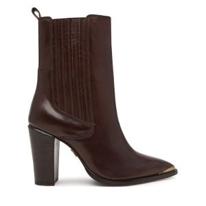 Botki Bronx. Brązowe botki Bronx, bez wzorów, bez obcasa, na słupku, bez zapięcia. Za 459,99 zł.