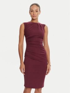 Rinascimento Sukienka koktajlowa CFC0125332003 Bordowy Slim Fit. Fioletowe kombinezony Rinascimento, s, bez wzorów, z syntetyku, wizytowe, bez kołnierzyka, bez ramiączek. Za 339,99 zł.
