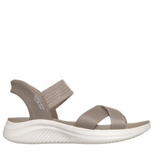 Sandały damskie SKECHERS Ultra Flex 3.0 Never Better. Brązowe sandały Skechers, bez wzorów, bez obcasa, bez zapięcia. Za 279,99 zł.