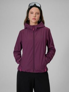 4F Kurtka softshell wiatroodporna membrana 5000 damska - fioletowa L. Fioletowe kurtki 4f, l, bez wzorów, z materiału, bez kaptura. Za 299,99 zł.