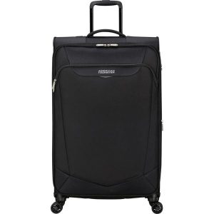 Walizka na 4 kółkach American Tourister Summerride L EXP TSA. Czarne walizki AMERICAN TOURISTER, bez wzorów. Za 594,30 zł.