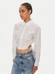 Hugo Koszula Eliesa 50512837 Biały Slim Fit. Białe koszule Hugo, bez wzorów, z bawełny, bez kołnierzyka, bez ramiączek. Za 409,99 zł.