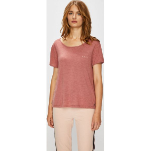 Roxy - Top. Pomarańczowe t-shirty marki Roxy, z nadrukiem, z dzianiny, z okrągłym kołnierzem, z krótkim rękawem. W wyprzedaży za 129,90 zł.