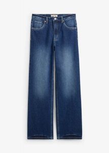 Dżinsy loose, prosta nogawka. Czarne jeansy bonprix, bez wzorów, z jeansu, z podwyższonym stanem. Za 124,99 zł.