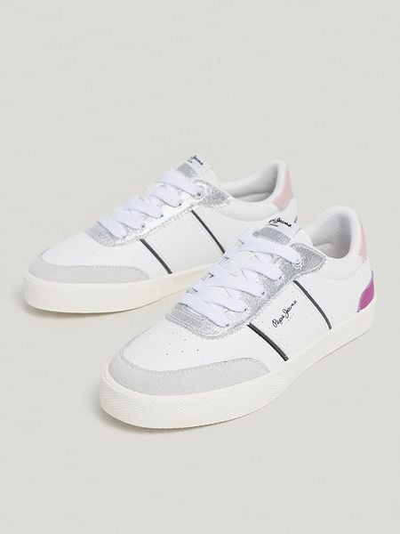 Pepe Jeans FOOTWEAR Sneakersy w kolorze biało-szarym rozmiar: 38. Białe trampki Pepe Jeans FOOTWEAR, bez wzorów, z jeansu, bez zapięcia. Za 96,37 zł.