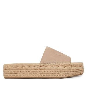 Espadryle Calvin Klein. Brązowe espadryle Calvin Klein, bez wzorów, bez obcasa. Za 449,99 zł.