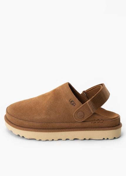 UGG Goldenstar Clog Klapki damskie. Brązowe klapki Ugg, bez wzorów, bez obcasa. Za 429,99 zł.