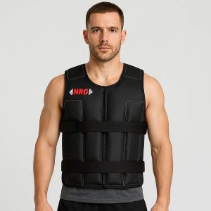 Kamizelka obciążeniowa - Czarna - 18 kg - Regulowana. Czarne kamizelki NRG WELLNESS, uniwersalny, bez wzorów, bez kołnierzyka, bez ramiączek, bez kaptura. Za 314,80 zł.
