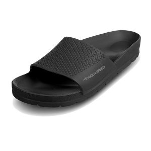 Klapki basenowe unisex Aqua Speed Oslo. Czarne klapki Aqua-Speed, bez wzorów, bez obcasa. Za 59,99 zł.