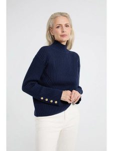 Josephine & Co Sweter "Aisha" w kolorze granatowym rozmiar: L. Niebieskie swetry oversize Josephine & Co, l, bez wzorów, z wełny, bez ramiączek. Za 246,53 zł.