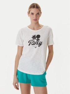 Roxy T-Shirt Oceanwave ERJZT06096 Biały Loose Fit. Białe t-shirty Roxy, xs, bez wzorów, z bawełny, bez kołnierzyka, bez ramiączek. Za 109,99 zł.