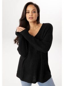 Aniston Sweter w kolorze czarnym rozmiar: 54. Czarne swetry oversize Aniston, bez wzorów, ze splotem, bez ramiączek. Za 130,99 zł.