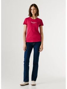 Pepe Jeans Koszulka "New Virgina" w kolorze czerwonym rozmiar: L. Czerwone bluzki Pepe Jeans, l, bez wzorów, z jeansu, bez kołnierzyka, bez ramiączek. Za 82,99 zł.