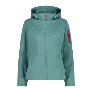 Damska kurtka turystyczna z kapturem CMP. Zielone kurtki CMP, xs, bez wzorów, z softshellu, z kapturem. Za 411,25 zł.