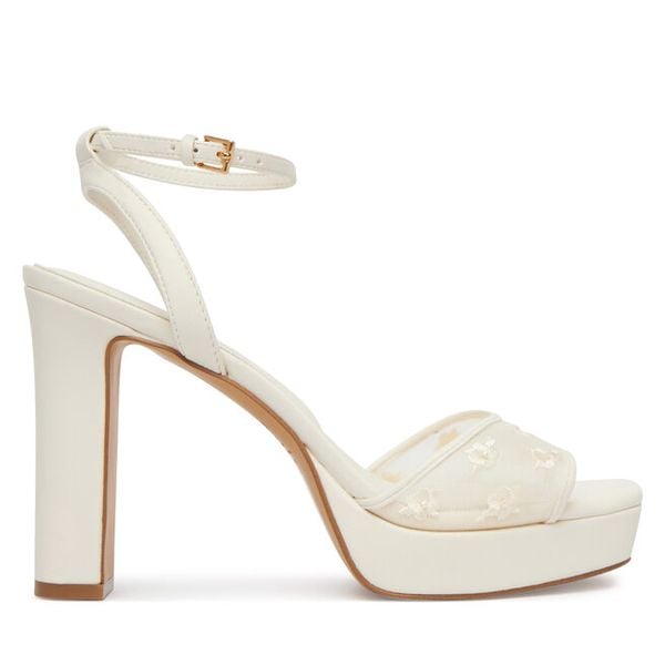 Sandały Aldo. Białe sandały ALDO, bez wzorów, bez obcasa, na słupku, bez zapięcia. Za 419,99 zł.