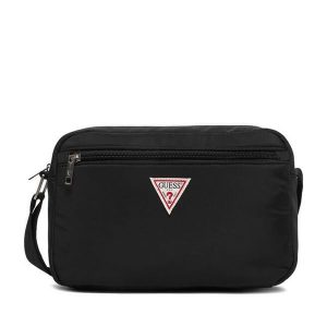 Torebka Guess Jeans. Czarne listonoszki Guess Jeans, z aplikacjami, z jeansu, bez dodatków. Za 179,99 zł.