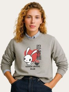 WOOOP Bluza "Torc Ramen Lovers Club Bunny" w kolorze szarym rozmiar: XS. Szare bluzy Wooop, xs, bez wzorów, bez kaptura. Za 108,99 zł.