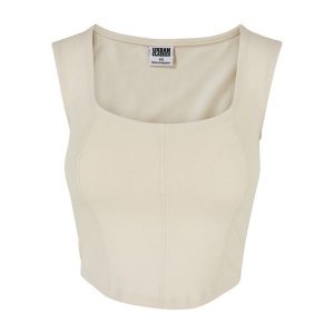 Tank top court kobiety Urban Classics. Białe topy Urban Classics, bez wzorów, bez kołnierzyka, bez ramiączek. Za 134,50 zł.