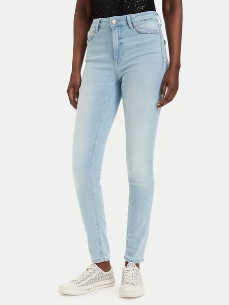 Guess Jeansy W6GA46 D0688 Niebieski Skinny Fit. Niebieskie jeansy Guess, z aplikacjami, z jeansu. Za 524,99 zł.