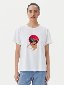 Liu Jo Beachwear T-Shirt q-roa-35173 Biały Regular Fit. Białe t-shirty Liu Jo Beachwear, m, bez wzorów, z bawełny, bez kołnierzyka, bez ramiączek. Za 189,99 zł.
