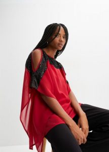 Tunika z cekinami. Czarne tuniki bonprix, bez wzorów, bez kołnierzyka, bez ramiączek. Za 134,99 zł.