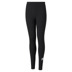 Młodzieżowe legginsy z logo Essentials PUMA Black. Czarna legginsy Puma, bez wzorów. W wyprzedaży za 96,20 zł.
