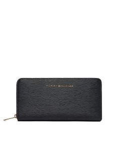 Tommy Hilfiger Portfel Th Modern Large Zip Around AW0AW18933 Czarny. Czarne portfele TOMMY HILFIGER, bez wzorów, ze skóry. Za 309,99 zł.