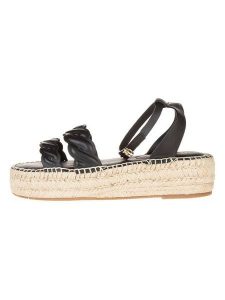 Tommy Hilfiger Shoes Skórzane sandały w kolorze czarnym na obcasie rozmiar: 41. Czarne sandały Tommy Hilfiger Shoes, bez wzorów, z otwartym noskiem, bez obcasa, na koturnie, bez zapięcia. Za 382,99 zł.