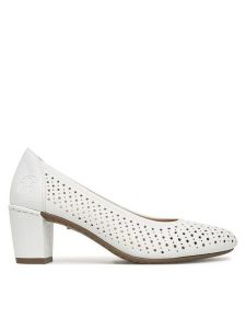 Rieker Czółenka CEO-41057-80 Biały. Białe czółenka Rieker, bez wzorów, z materiału, bez obcasa, bez zapięcia. Za 289,99 zł.