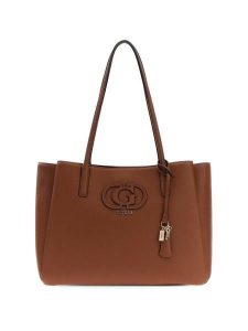 Guess Torebka 180981 Brązowy. Brązowe shopper bag Guess, z aplikacjami, bez dodatków. Za 679,99 zł.