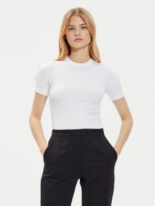 Calvin Klein T-Shirt K20K207322 Biały Slim Fit. Białe t-shirty Calvin Klein, xl, bez wzorów, bez kołnierzyka, bez ramiączek. Za 179,99 zł.