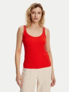 Morgan Top 251-DOUBI Czerwony Slim Fit. Czerwone topy Morgan, s, bez wzorów, z wiskozy, bez kołnierzyka, bez ramiączek. Za 79,99 zł.