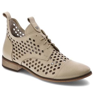 Beżowe Botki Armodo Eleganckie Obuwie Damskie. Brązowe botki Armodo, bez wzorów, bez obcasa, bez zapięcia. Za 339,00 zł.