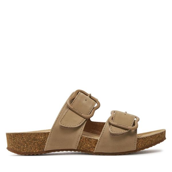 Klapki Josef Seibel. Brązowe klapki Josef Seibel, bez wzorów, bez obcasa. Za 349,99 zł.