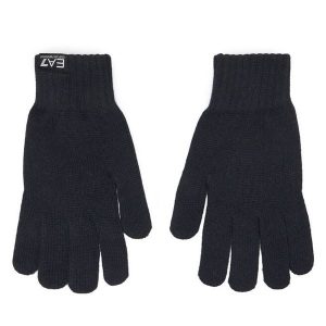 Rękawiczki EA7 Emporio Armani. Niebieskie rękawiczki EA7 Emporio Armani, bez wzorów, z dzianiny. Za 259,99 zł.