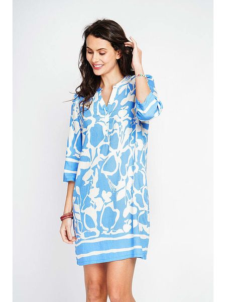 Le Jardin du Lin Sukienka w kolorze biało-błękitnym rozmiar: 36. Białe sukienki Le jardin du lin, na co dzień, bez wzorów, klasyczne, bez kołnierzyka, bez ramiączek, mini, proste. Za 113,36 zł.