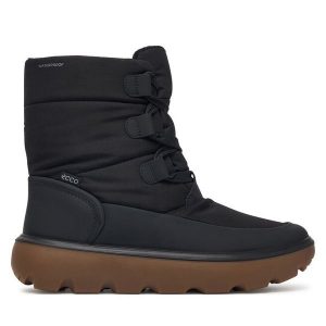 Śniegowce ECCO. Czarne buty zimowe ecco, bez obcasa, bez zapięcia. Za 849,99 zł.