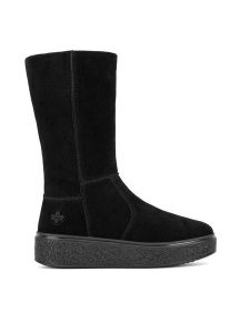 Rieker Kozaki 78851-00 Czarny. Czarne kozaki Rieker, bez wzorów, ze skóry, bez obcasa, na płaskiej podeszwie, bez zapięcia. Za 375,00 zł.