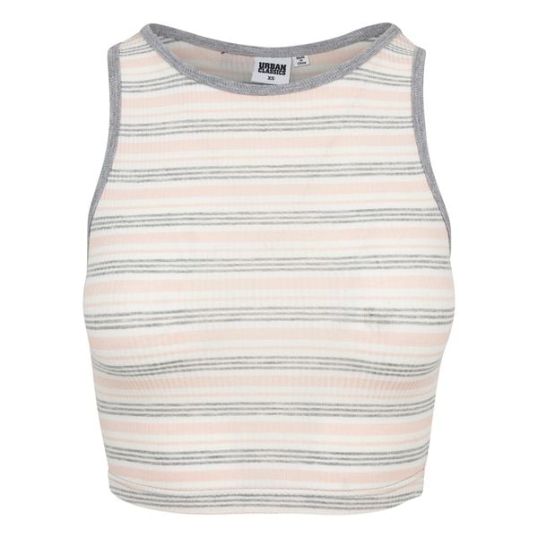 Damski klasyczny, miejski top w paski. Białe topy Urban Classics, bez wzorów, klasyczne, bez kołnierzyka, bez ramiączek. W wyprzedaży za 39,00 zł.