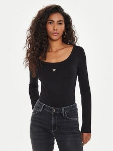 Guess Body V4YP07 J1314 Czarny Regular Fit. Czarne body i gorsety Guess, z aplikacjami, z bawełny. Za 119,99 zł.