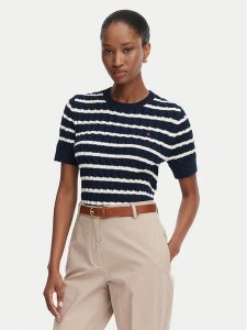 Tommy Hilfiger Sweter Cable Mid WW0WW38744 Granatowy Regular Fit. Niebieskie swetry klasyczne TOMMY HILFIGER, xl, z bawełny, bez kołnierzyka. Za 489,99 zł.