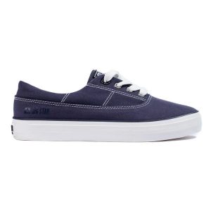 Trampki damskie Big Star KK274018 niebieskie. Niebieskie trampki bez wzorów, bez zapięcia. Za 181,89 zł.
