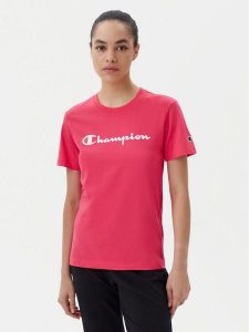 Champion T-Shirt 118090 Koralowy Slim Fit. Pomarańczowe t-shirty Champion, s, bez wzorów, z bawełny, bez kołnierzyka, bez ramiączek. Za 69,99 zł.