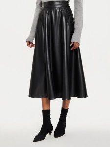 Marella Spódnica z imitacji skóry Lepanto 2423776024 Czarny Regular Fit. Czarne spódnice Marella, l, bez wzorów, ze skóry. Za 489,99 zł.