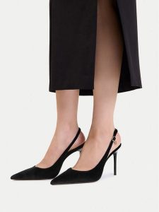 Nine West Szpilki CEO-TS6379-01 Czarny. Czarne szpilki Nine West, bez wzorów, z materiału, bez obcasa. Za 229,99 zł.