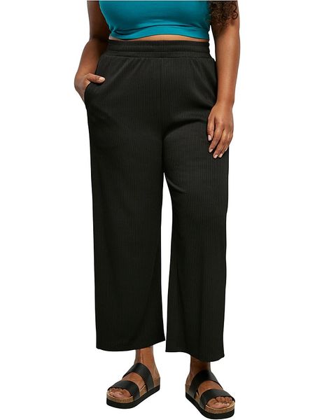 Urban Classics Kuloty w kolorze czarnym rozmiar: L. Czarne spodnie z wysokim stanem Urban Classics, bez wzorów, z podwyższonym stanem. Za 74,46 zł.